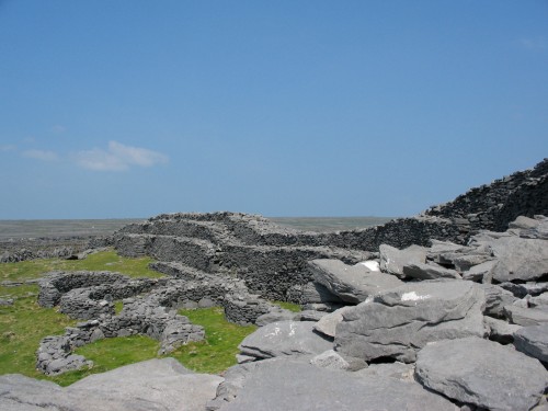The ruin outer wall of Dun Duchathair on Inishmor, Ireland.